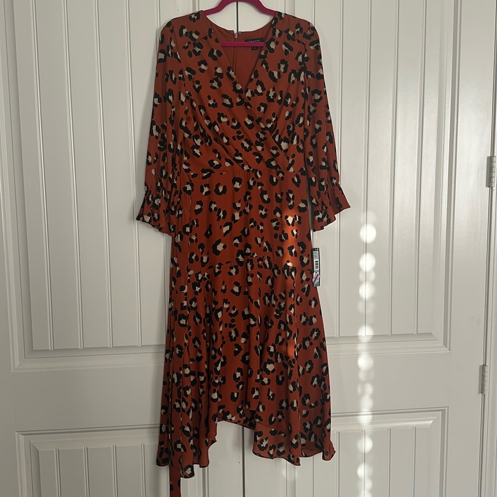 Tahari Orange Leopard Dress